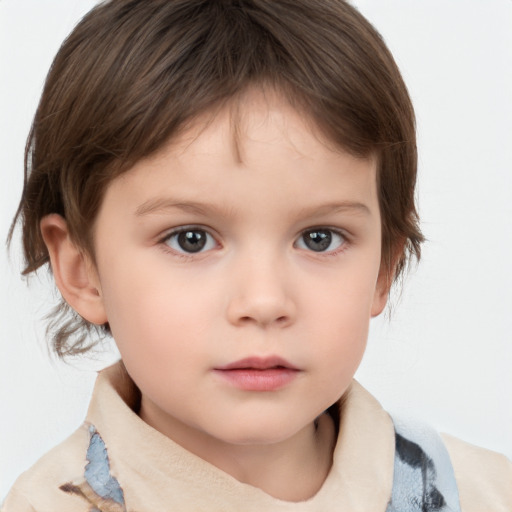 Neutral white child female with medium  brown hair and brown eyes