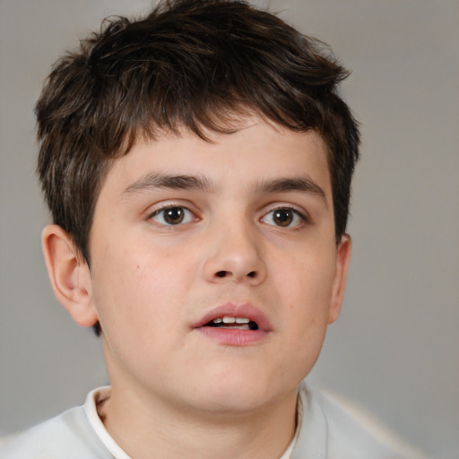 Neutral white child male with short  brown hair and brown eyes