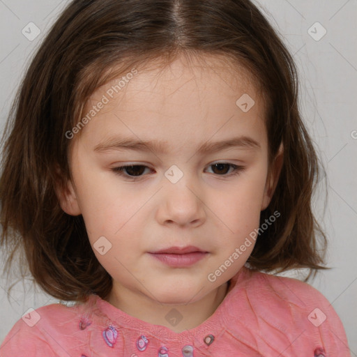 Neutral white child female with medium  brown hair and brown eyes