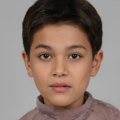 Neutral white child male with short  brown hair and brown eyes