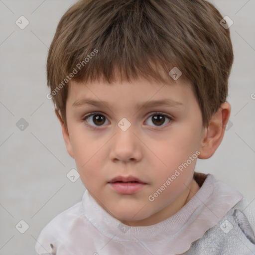 Neutral white child male with short  brown hair and brown eyes