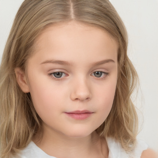 Neutral white child female with medium  brown hair and brown eyes