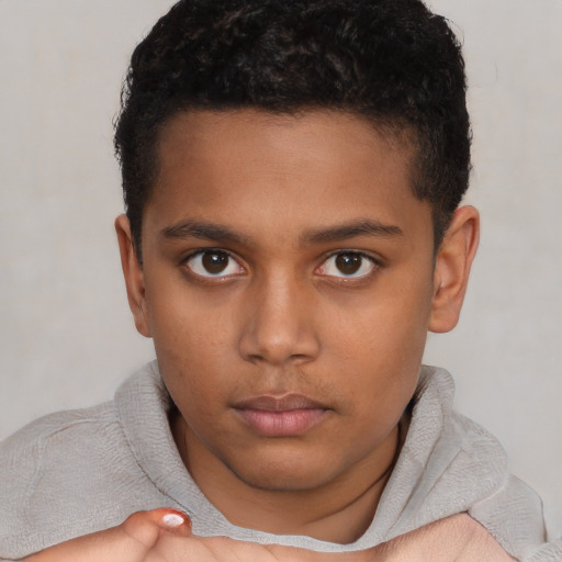 Neutral black child male with short  brown hair and brown eyes