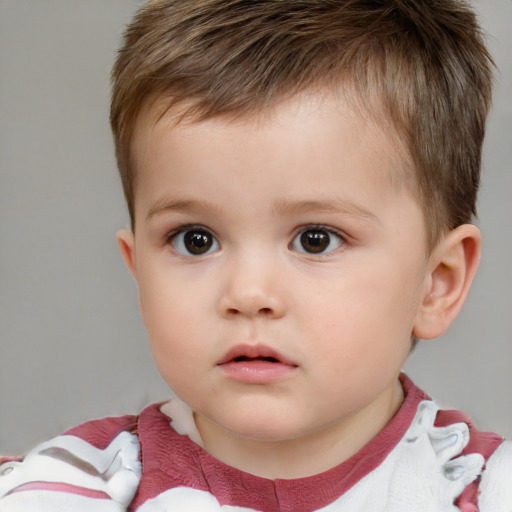 Neutral white child male with short  brown hair and brown eyes