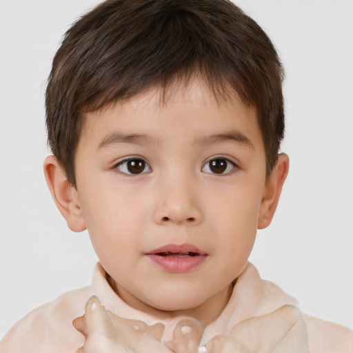 Neutral white child male with short  brown hair and brown eyes