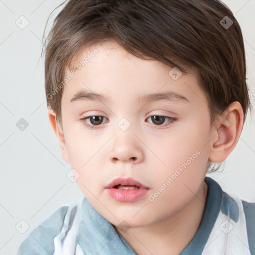 Neutral white child male with short  brown hair and brown eyes