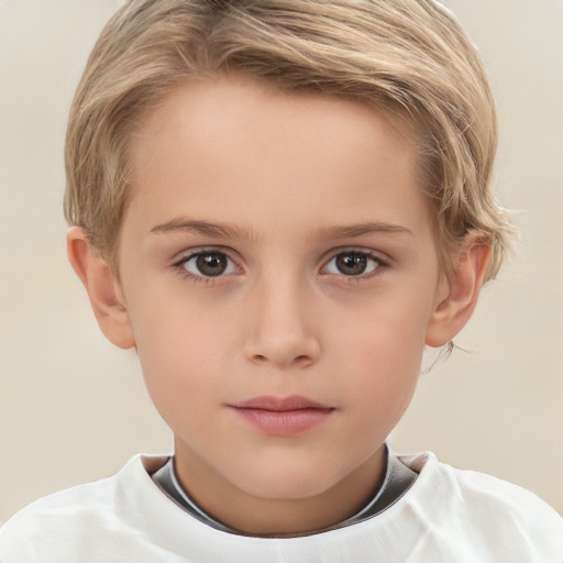 Neutral white child female with short  brown hair and brown eyes