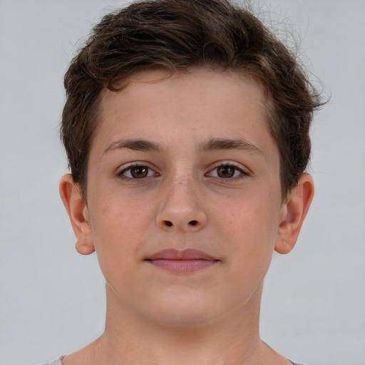 Neutral white child male with short  brown hair and brown eyes