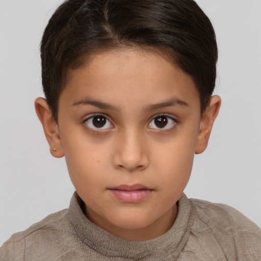 Neutral white child female with short  brown hair and brown eyes