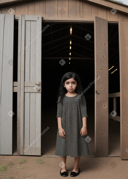 Arab child female with  black hair