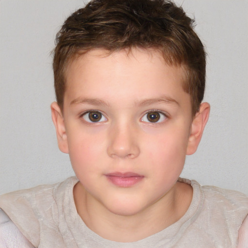 Neutral white child male with short  brown hair and brown eyes