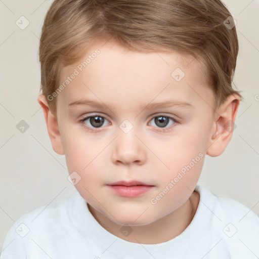 Neutral white child male with short  brown hair and brown eyes