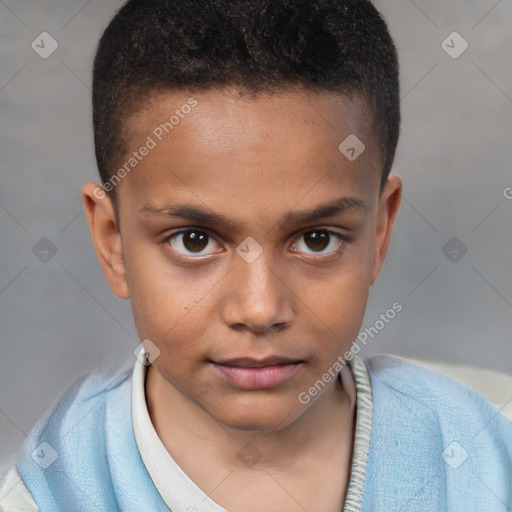 Neutral white child male with short  brown hair and brown eyes