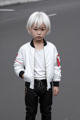 Mongolian child boy with  white hair