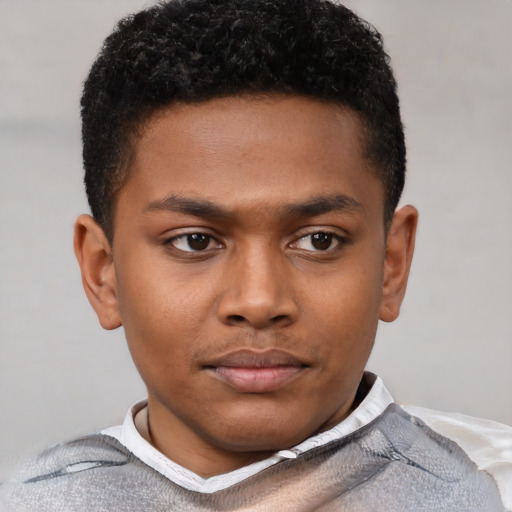 Neutral black young-adult male with short  brown hair and brown eyes