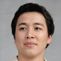 Neutral asian young-adult male with short  brown hair and brown eyes