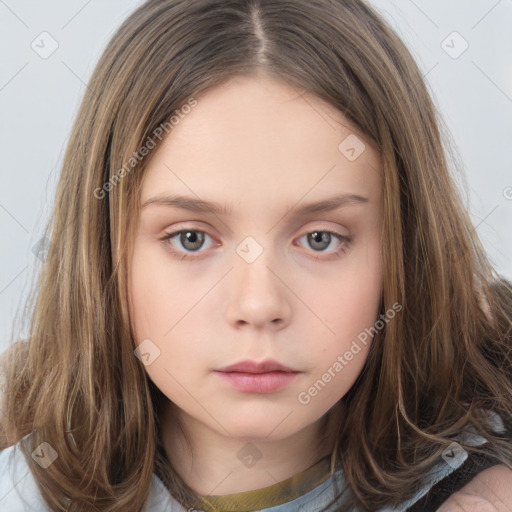 Neutral white child female with medium  brown hair and brown eyes