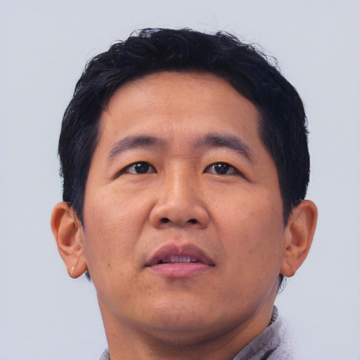Neutral asian young-adult male with short  brown hair and brown eyes