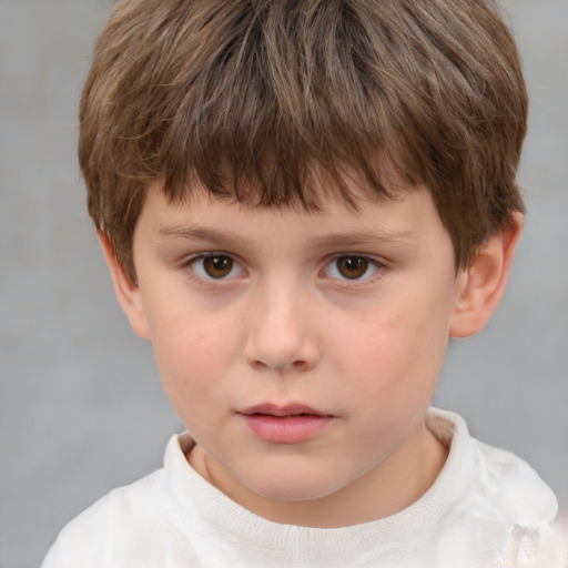 Neutral white child male with short  brown hair and brown eyes