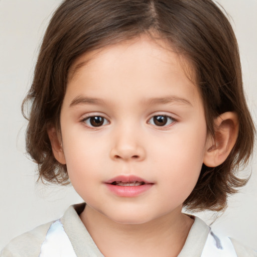 Neutral white child female with medium  brown hair and brown eyes