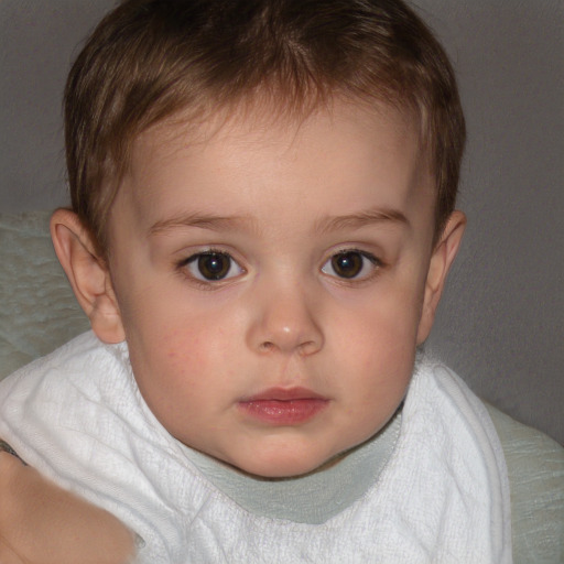 Neutral white child female with short  brown hair and brown eyes