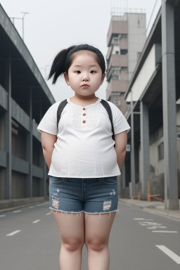 Korean child girl with  white hair