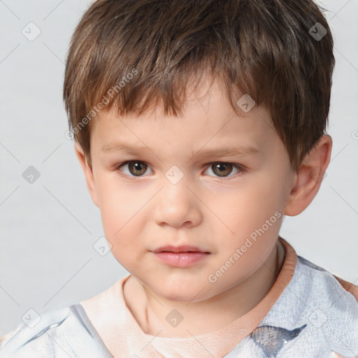 Neutral white child male with short  brown hair and brown eyes