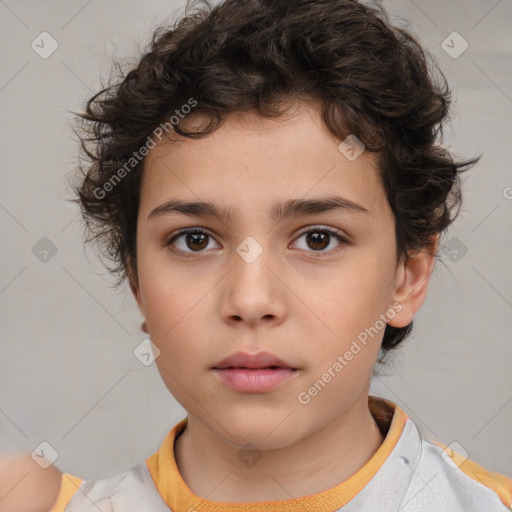 Neutral white child female with short  brown hair and brown eyes