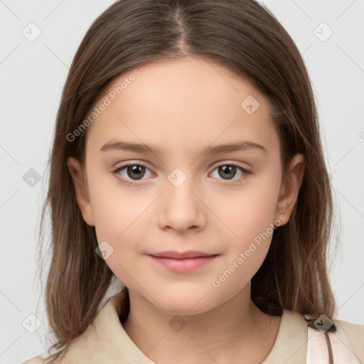 Neutral white child female with medium  brown hair and brown eyes