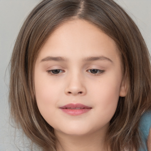 Neutral white child female with medium  brown hair and brown eyes