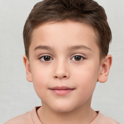 Neutral white child male with short  brown hair and brown eyes