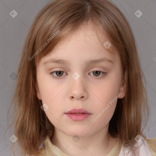 Neutral white child female with medium  brown hair and brown eyes