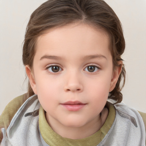 Neutral white child female with medium  brown hair and brown eyes