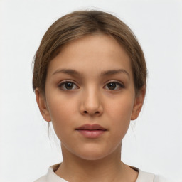 Neutral white child female with short  brown hair and brown eyes