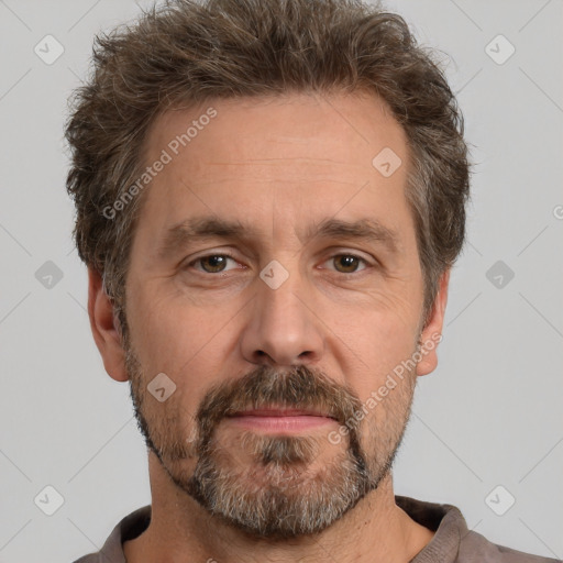 Neutral white adult male with short  brown hair and brown eyes