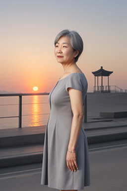 Korean middle-aged female with  gray hair