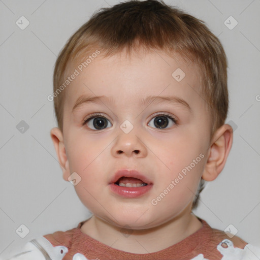 Neutral white child male with short  brown hair and brown eyes