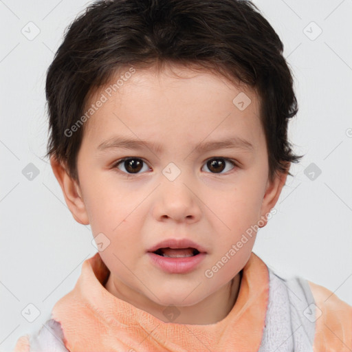 Neutral white child male with short  brown hair and brown eyes