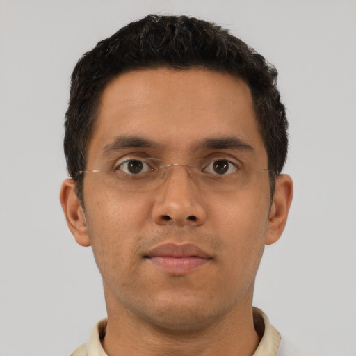 Neutral asian young-adult male with short  brown hair and brown eyes