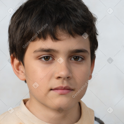 Neutral white child male with short  brown hair and brown eyes