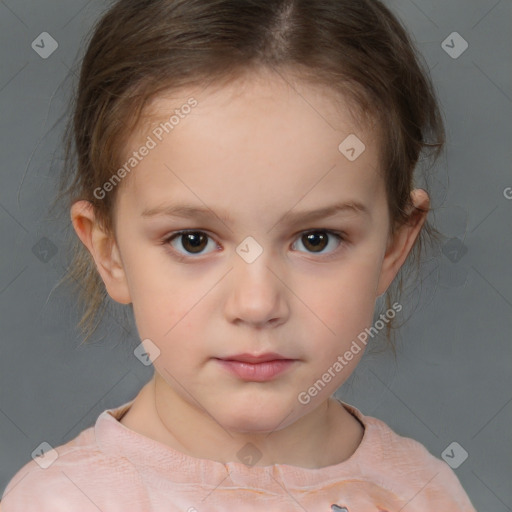 Neutral white child female with medium  brown hair and brown eyes