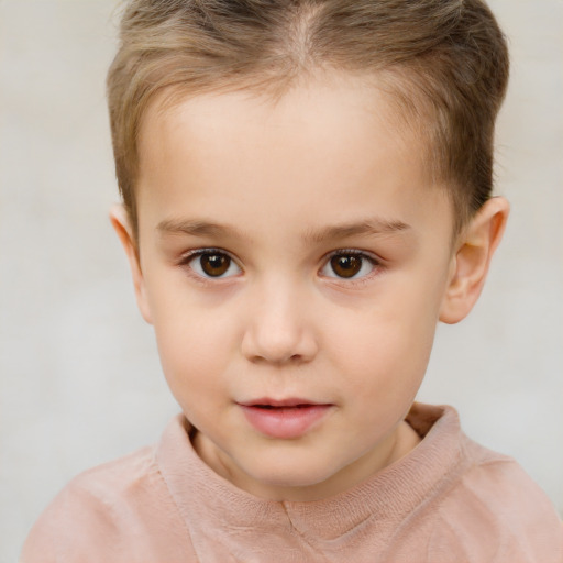 Neutral white child female with short  brown hair and brown eyes