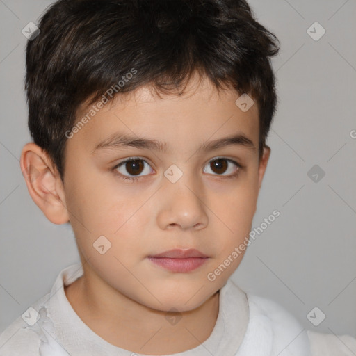 Neutral white child male with short  brown hair and brown eyes