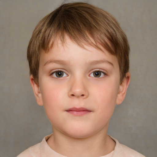 Neutral white child female with short  brown hair and brown eyes