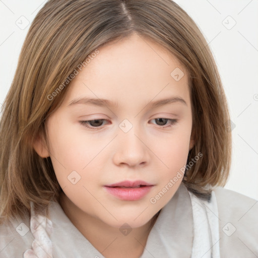 Neutral white child female with medium  brown hair and brown eyes