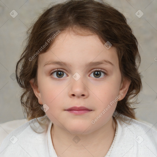 Neutral white child female with medium  brown hair and brown eyes