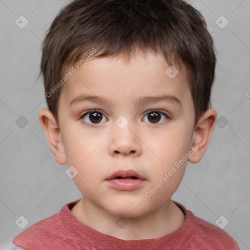 Neutral white child male with short  brown hair and brown eyes