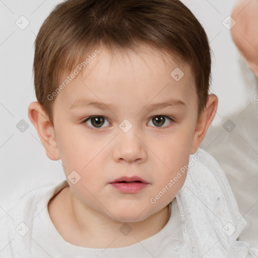 Neutral white child male with short  brown hair and brown eyes