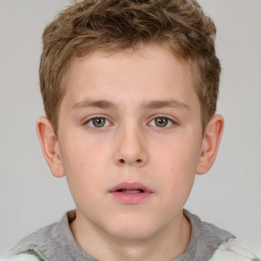 Neutral white child male with short  brown hair and grey eyes