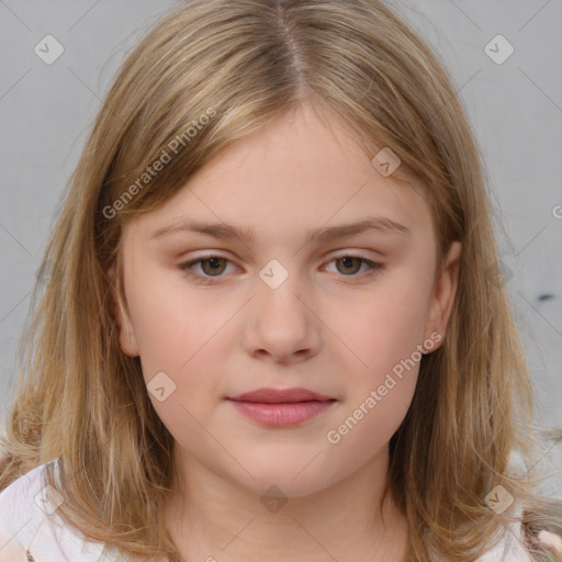 Neutral white child female with medium  brown hair and brown eyes